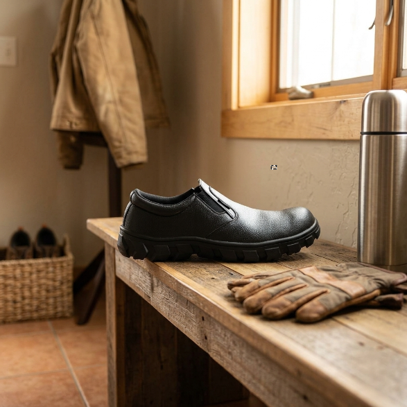 Sepatu Safety Model Slip-On Pendek Cheking sudut 4